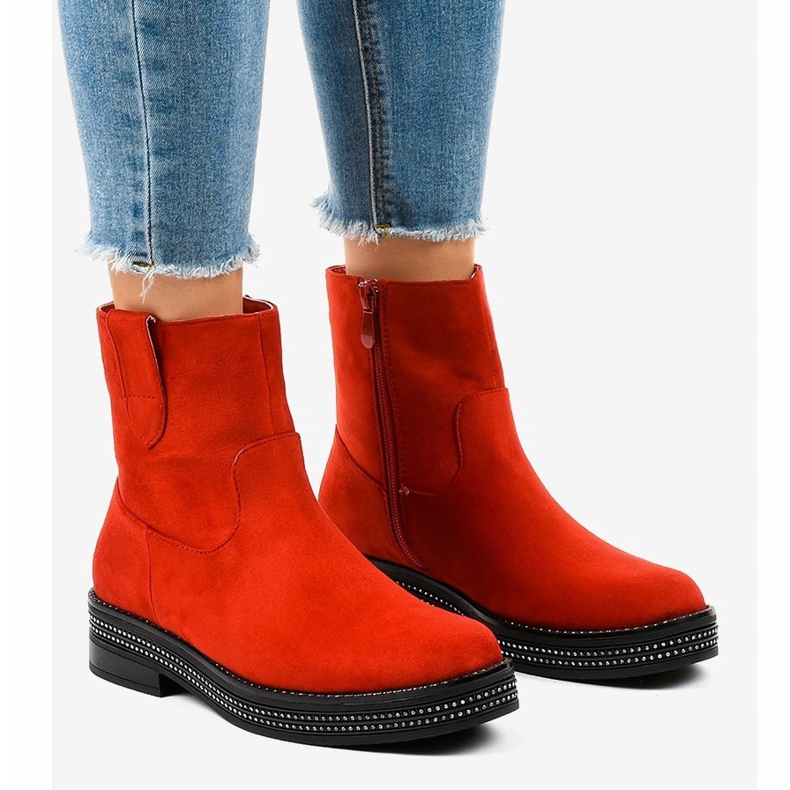 Botins de camurça vermelha CH1812-2 vermelho 1