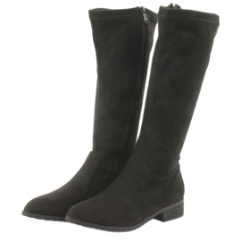 M.Daszyński Botas pretas com salto plano MR1602 preto 3