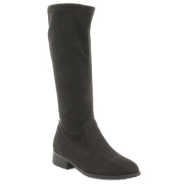 M.Daszyński Botas pretas com salto plano MR1602 preto 1