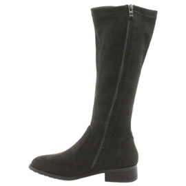 M.Daszyński Botas pretas com salto plano MR1602 preto 2