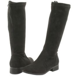 M.Daszyński Botas pretas com salto plano MR1602 preto 4