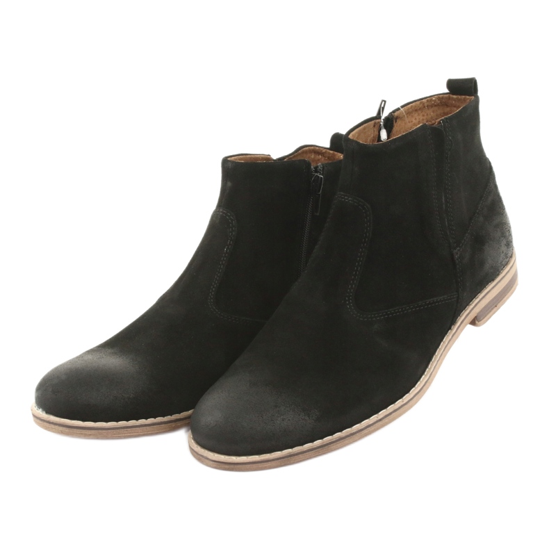 Riko Botas Chelsea de camurça com zíper, sem isolamento, pretas preto 3