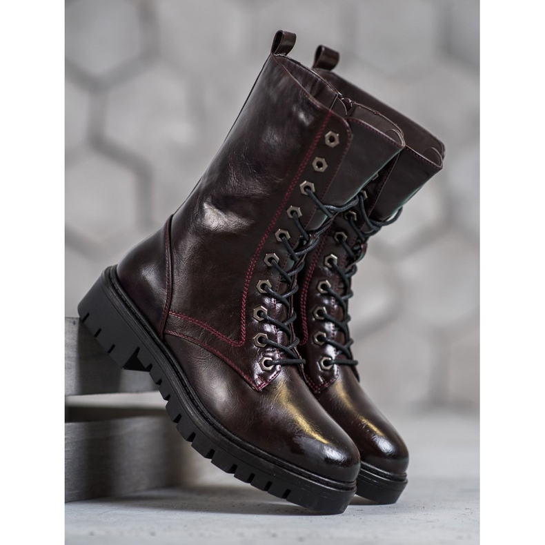 SHELOVET Botas cor de vinho vermelho 2