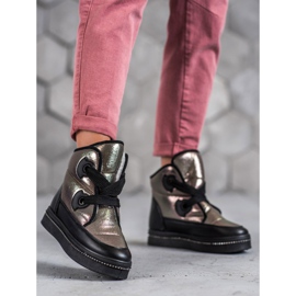 Weide Botas de neve prateadas cinza 1