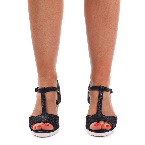 Sandálias Pretas em Cunha YH2709 preto 1