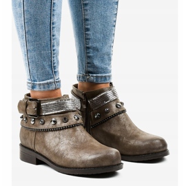 Botas marrons decoradas com zíper LL178 marrom 1