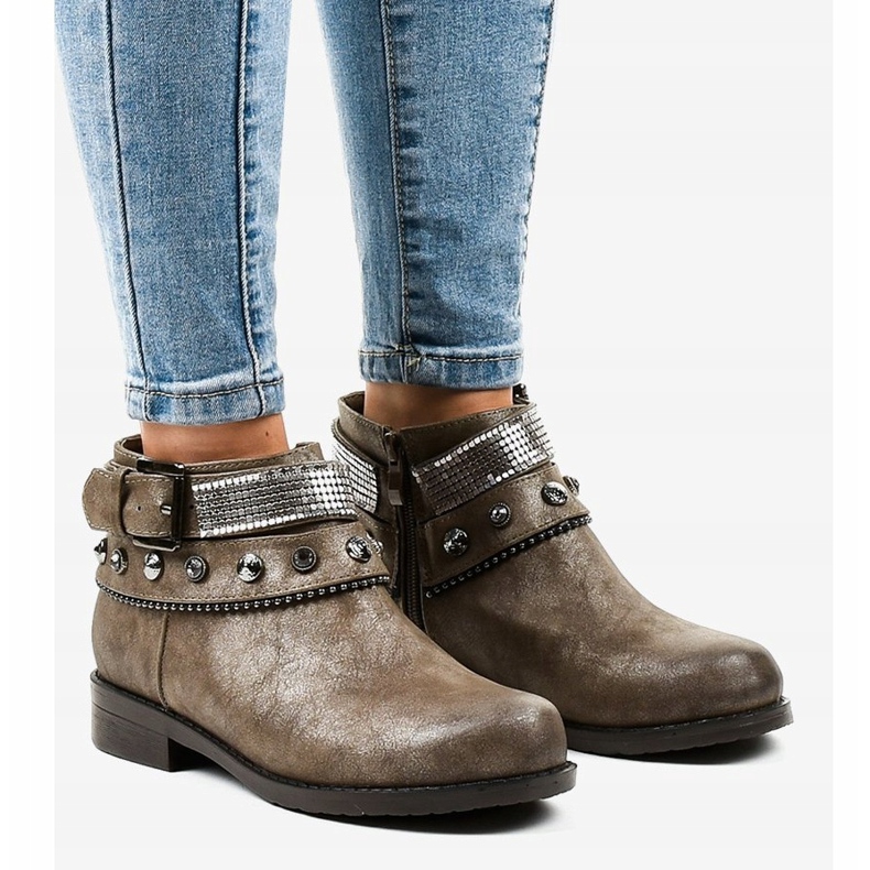 Botas marrons decoradas com zíper LL178 castanho 1