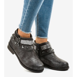 Botas cinza decoradas com zíper LL178 2 Botas cinza decoradas com zíper LL178 2