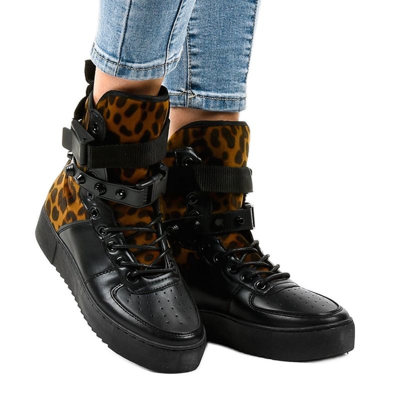 Tênis plano preto Y-205 multicolorido 1