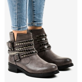 Botas femininas com isolamento achatado cinza F1608 1 Botas femininas com isolamento achatado cinza F1608 1