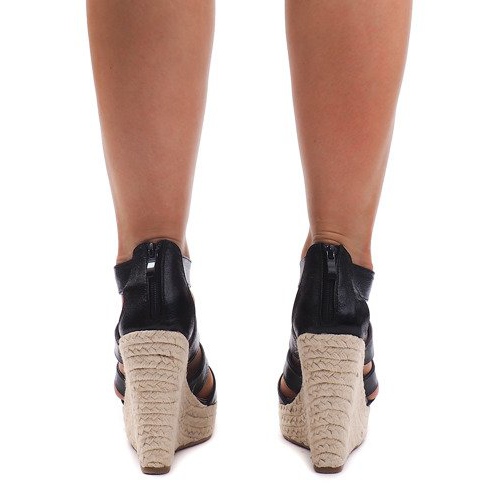 Sandálias de cunha 100-575 pretas preto 2