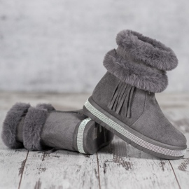 SHELOVET Botas de neve com franjas cinza 1
