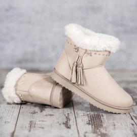 SHELOVET Mukluki com cristais marrom 1