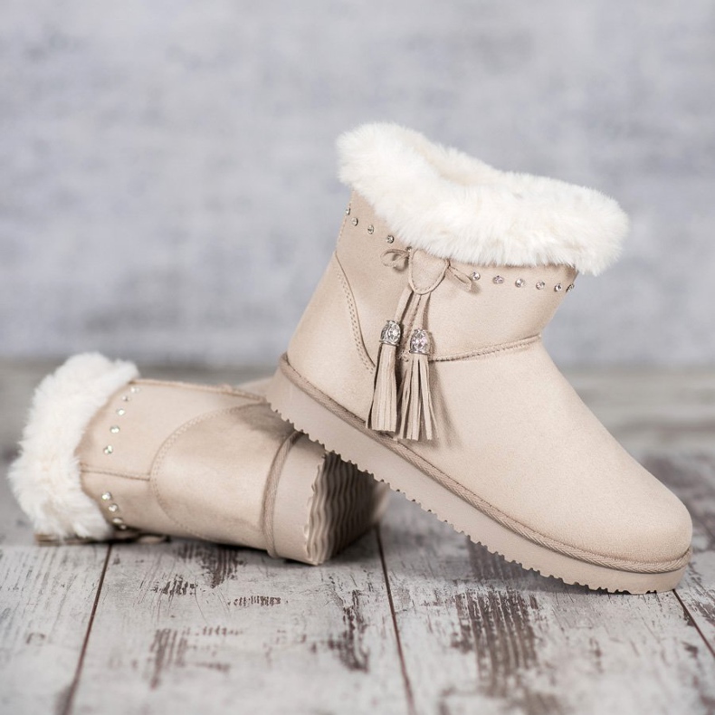 SHELOVET Mukluki com cristais marrom 1