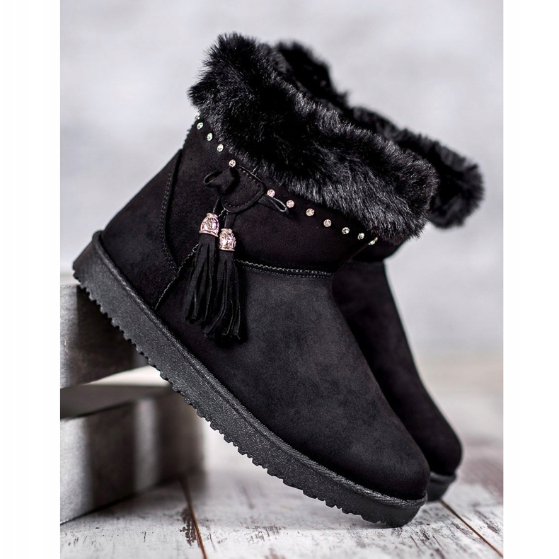 SHELOVET Mukluki com cristais preto 1