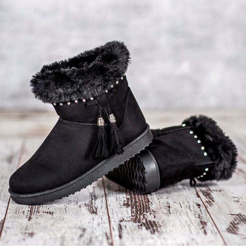 SHELOVET Mukluki com cristais preto 2