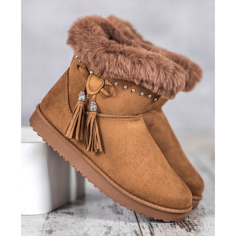 SHELOVET Mukluki com cristais castanho 1 SHELOVET Mukluki com cristais castanho 1