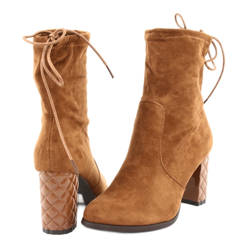 M.Daszyński Botas de camurça de Daszyński em um calcanhar decorativo 154 camelo castanho 4 M.Daszyński Botas de camurça de Daszyński em um calcanhar decorativo 154 camelo castanho 4