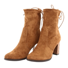 M.Daszyński Botas de camurça de Daszyński em um calcanhar decorativo 154 camelo castanho 3