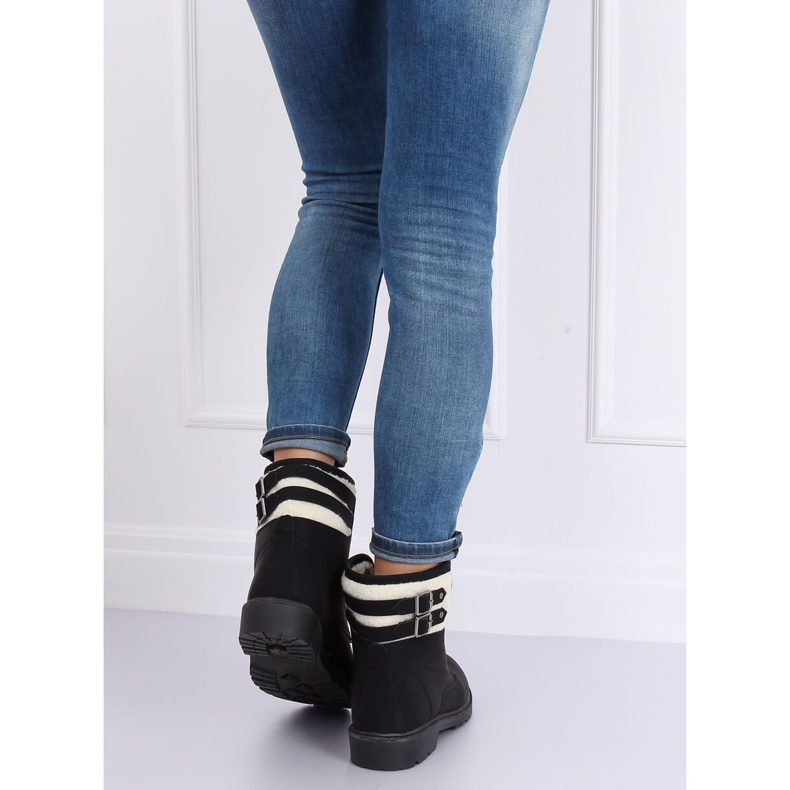 Botas femininas pretas com isolamento de madeira 1120-PA pretas preto 2