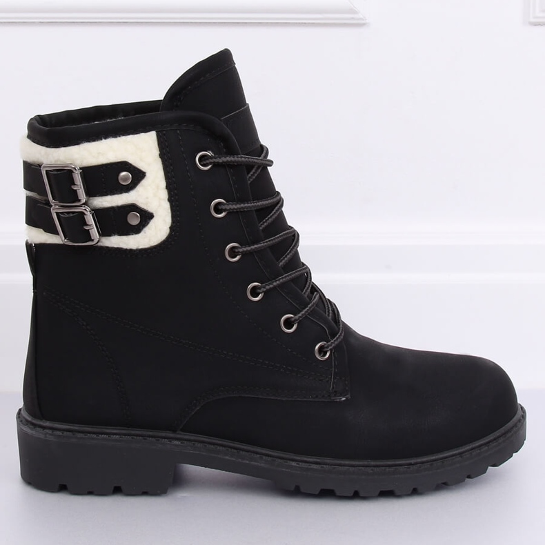 Botas femininas pretas com isolamento de madeira 1120-PA pretas preto 1