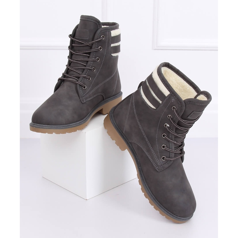 Botas femininas cinza com isolamento de madeira 1120-PA cinza 1