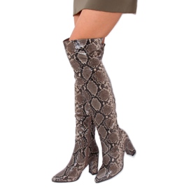 Botas acima do joelho DA28 Khaki Snake multicolorido 1