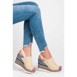 Vices Sandálias de cunha têxtil com padrão castanho 1