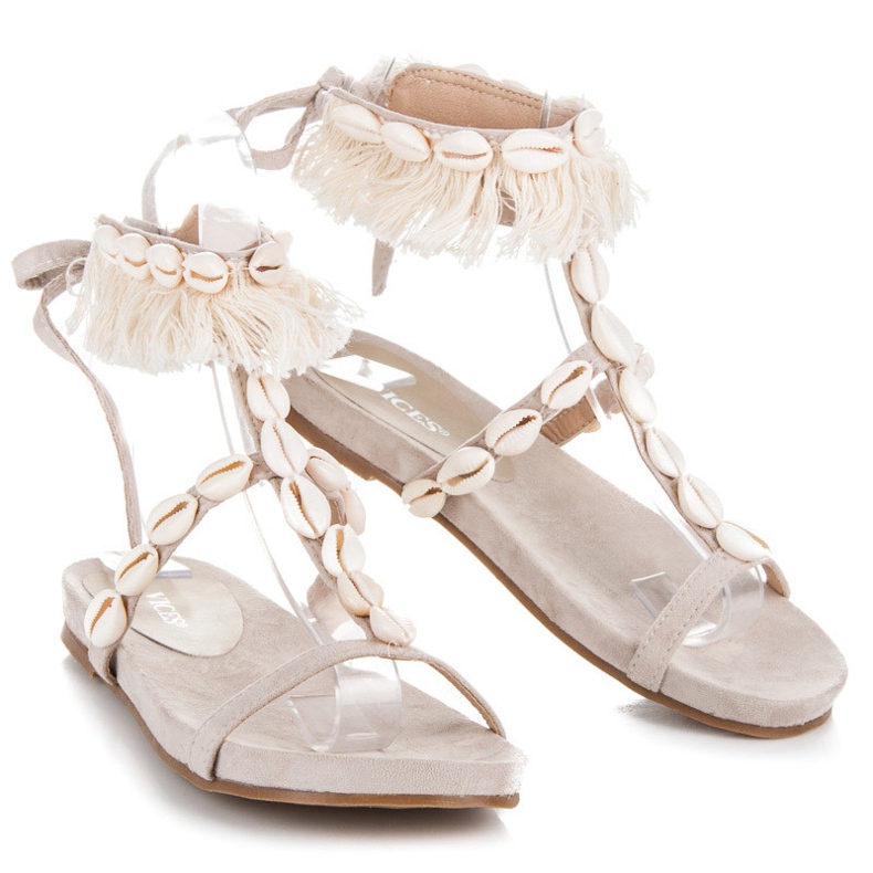 Vices Sandálias amarradas com conchas castanho 1