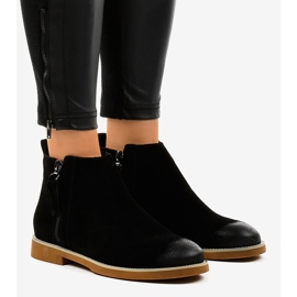 Botas rasas femininas pretas com zíper 6830-PA preto 1