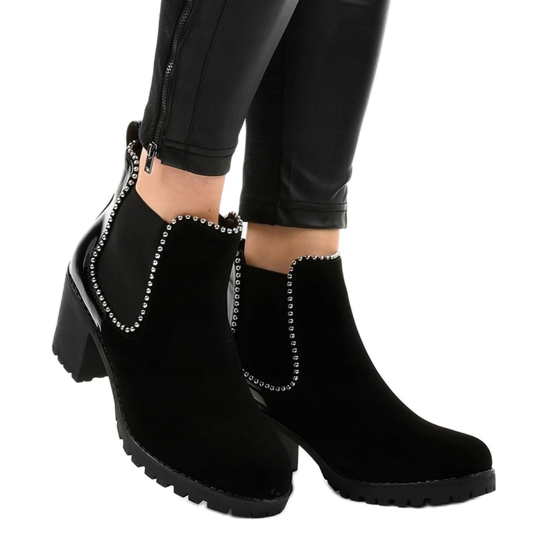 Botas pretas no espigão com elástico W357 preto 1