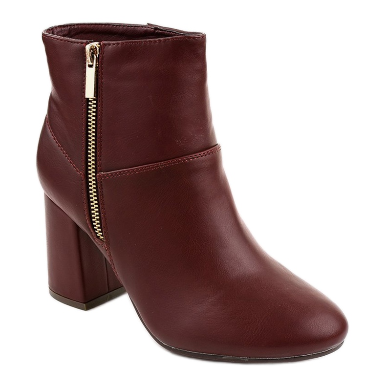 Botas marrons no poste com zíper 7755N vermelho 1