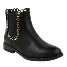 Botas rasas pretas com elástico YY102 preto cinza 1