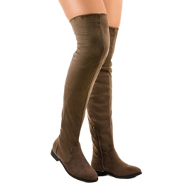Botas castanhas sobre os joelhos BM131 verde 1