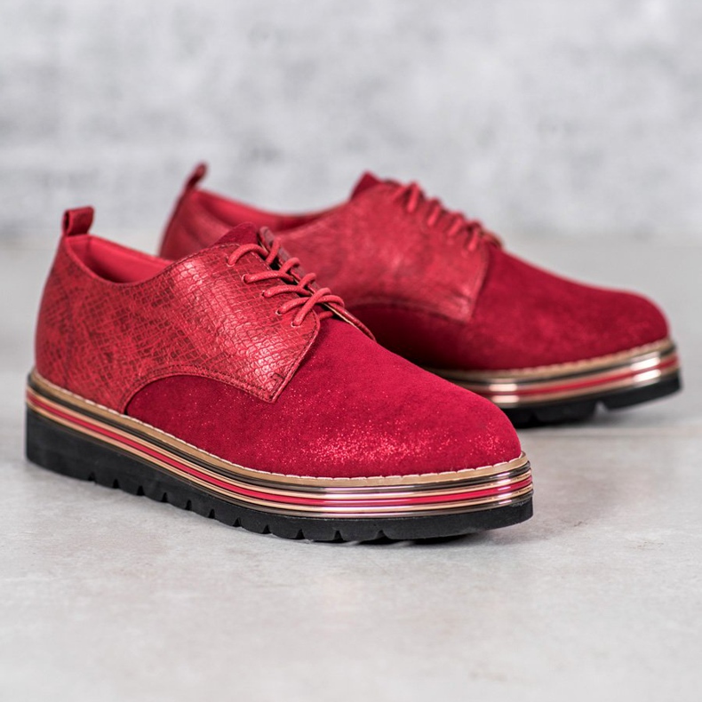SHELOVET Sapatos na plataforma de impressão de cobra vermelho 1
