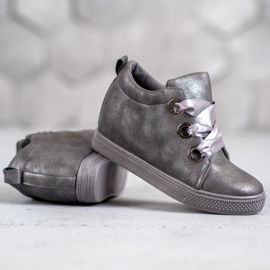 New Tlck Sapatos amarrados com uma fita cinza 1