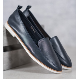 Mazaro Mocassins de couro azul marinho 1