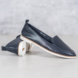 Mazaro Mocassins de couro azul marinho 2