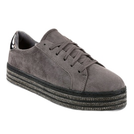 Tênis feminino cinza embelezado G280 1