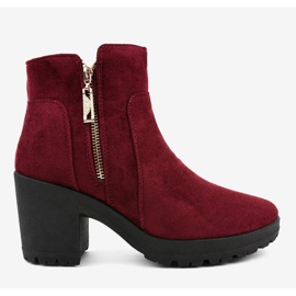 Botas de camurça cor de vinho no espigão com zíper HX-035 vermelho 2