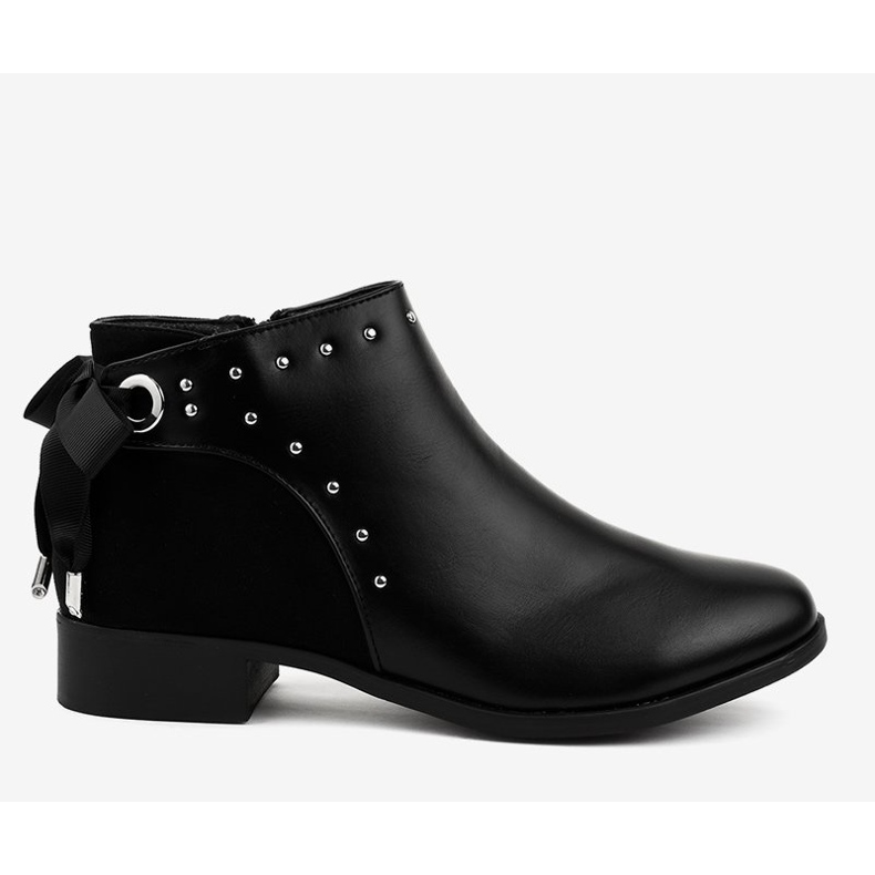 Botas femininas rasas pretas com fita Y8162 preto 2