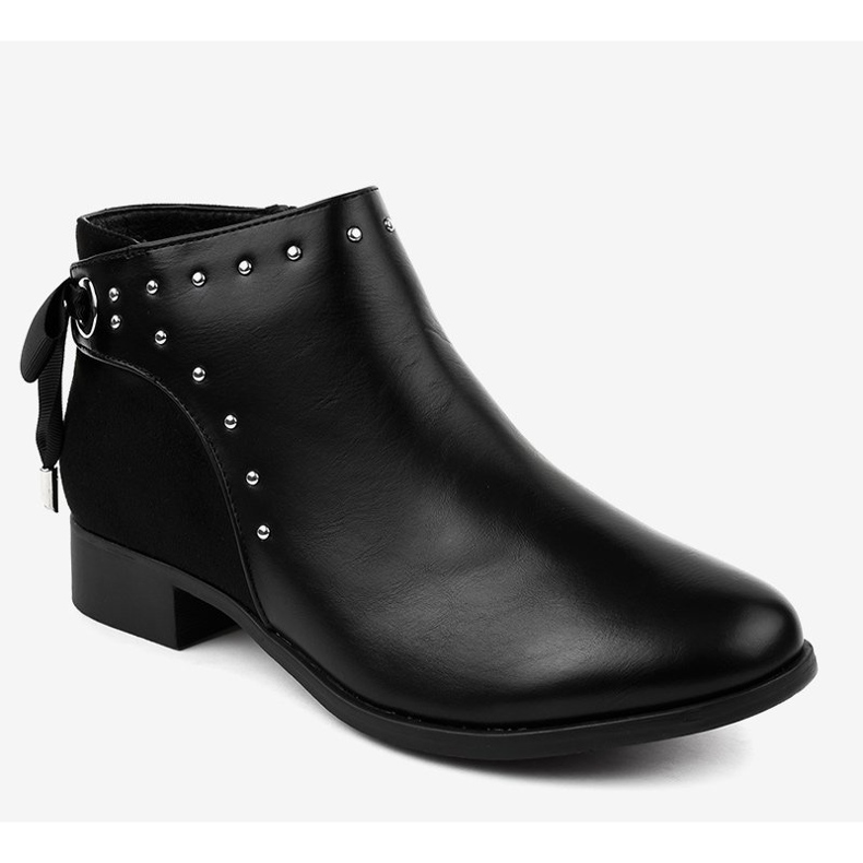 Botas femininas rasas pretas com fita Y8162 preto 1