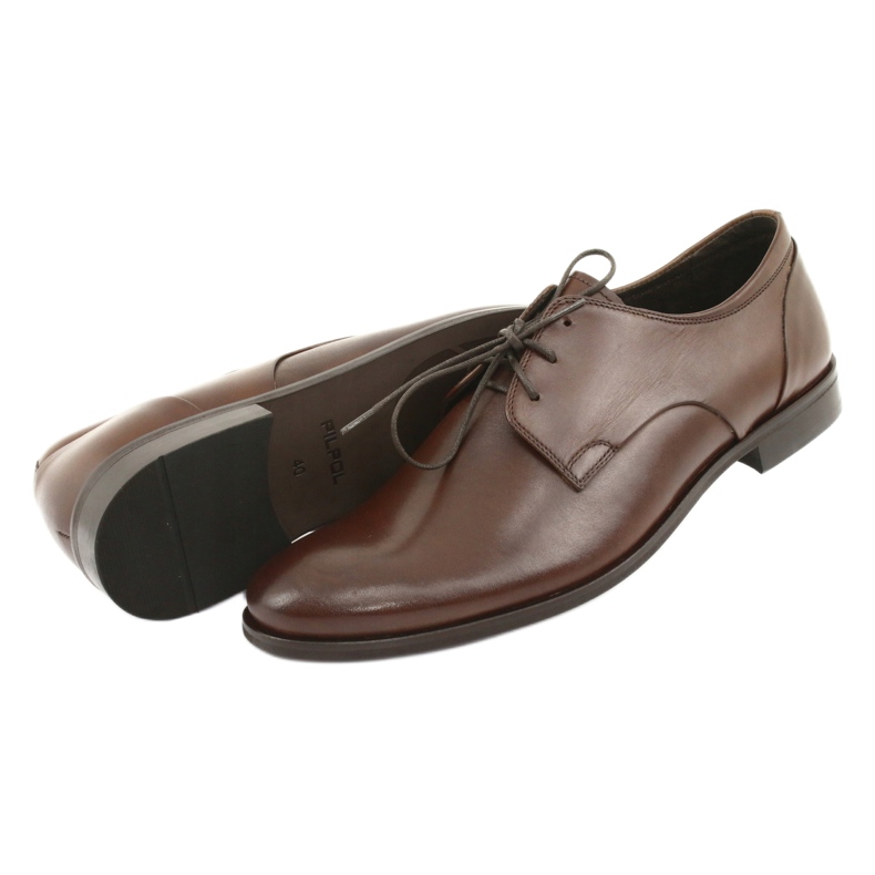 Sapatos formais de couro masculino pilpol 1609 marrom castanho 5