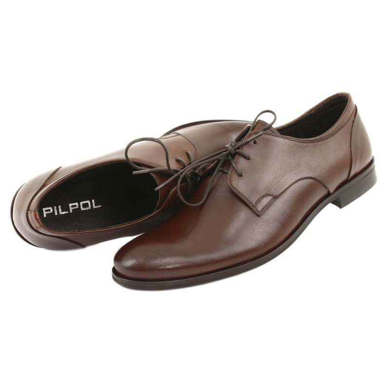 Sapatos formais de couro masculino pilpol 1609 marrom castanho 4