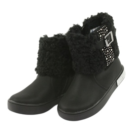 American Club Botas de meninas com Fur GC35 com lantejoulas pretas preto 3