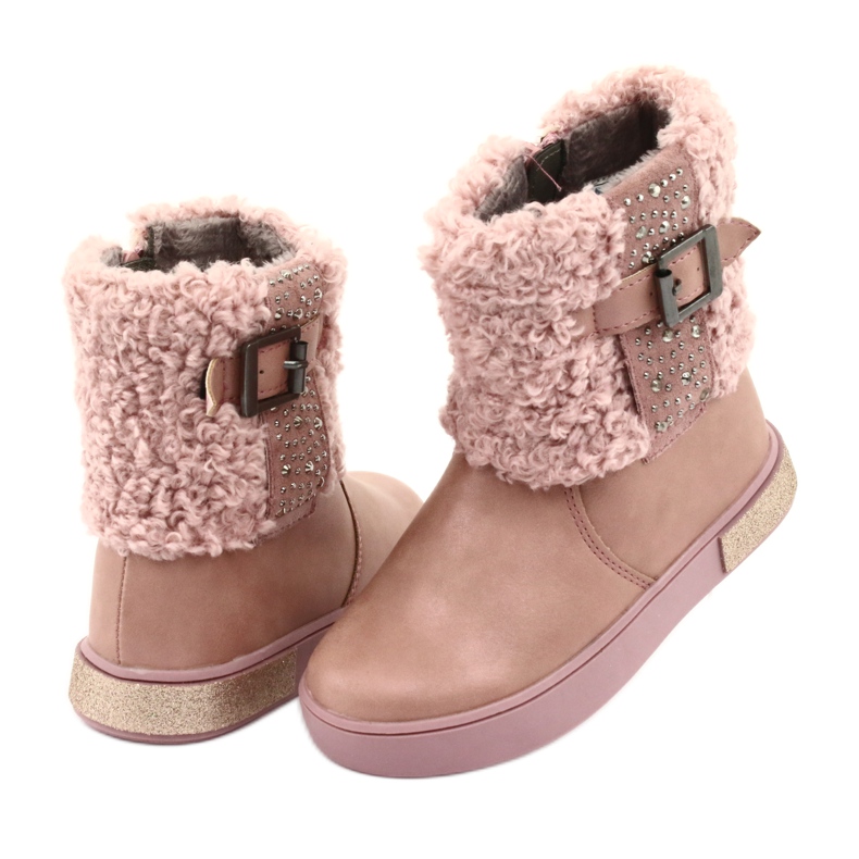 American Club Botas de pelo com zíper rosa 4