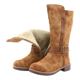 Botas longas American Club GC31 com strass castanho 5