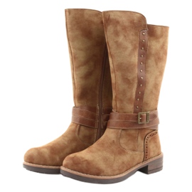 Botas longas American Club GC31 com strass marrom 3