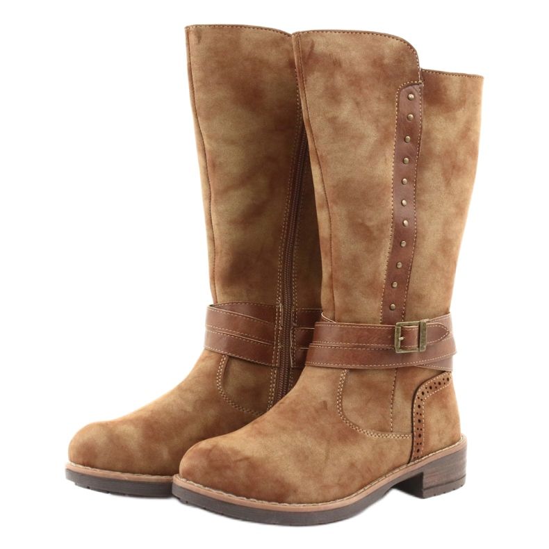 Botas longas American Club GC31 com strass marrom 3