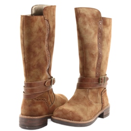 Botas longas American Club GC31 com strass marrom 4